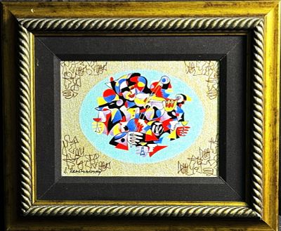 ANATOLE KRASNYANSKY "VIOLIN SOLO" SERIGRAPH IN COLOR WITH HAND EMBELLISHMENT ON CANVAS 2000. 