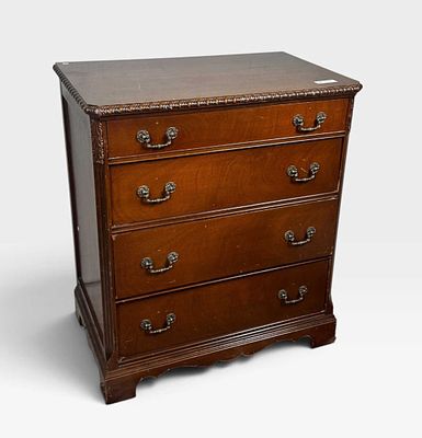 GEORGIAN STYLE CHEST WITH FOUR DRAWERS. TOP DROPS TO REVEAL DESK. Height: 36.25 in. by Width: 