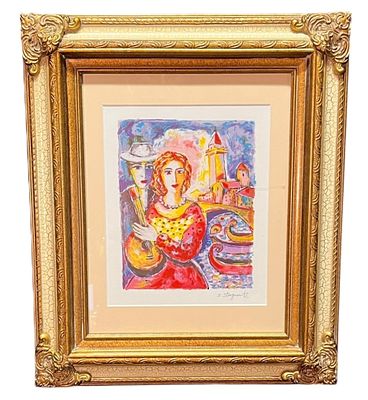 ZAMY STEYNOVITZ "BEAUTY & BEAU" ACRYLIC ON PAPER. ZAMY STEYNOVITZ (POLISH 1951-2000) "BEAUTY 