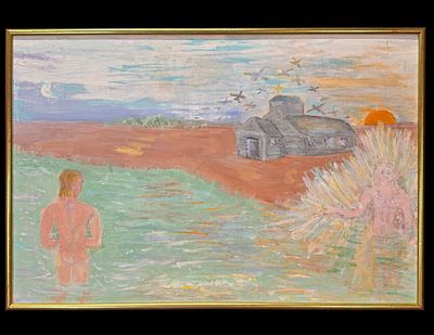TENNESSEE WILLIAMS PAINTING. TENNESSEE WILLIAMS (AMERICAN, 1911-1983). UNTITLED FIGURATIVE 