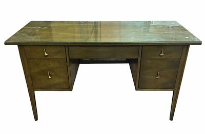 MID-CENTURY MODERN WALNUT EXECUTIVE DESK, C.1950's - 1960's.. WALNUT AND WALNUT VENEERED 