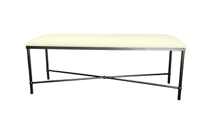 IRON BENCH WITH BLACK CROSS STRETCHERS. Height: 20 in. by Width: 51 in. by Depth: 16 in.