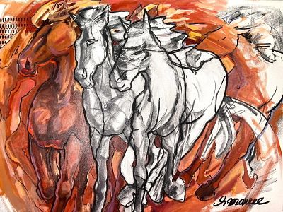 ANNE MARREC "EL MACHO" MIXED MEDIA ON CANVAS, 2007. Height: 36 in. by Width: 48 in.
