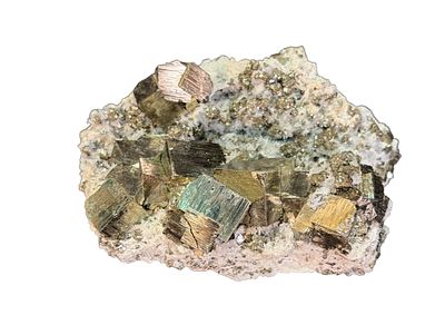 PYRITE SPECIMAN. 3 lbs. Height: 2 in. by Width: 7 in. by Depth: 4.5 in.