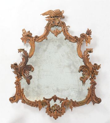 Imposing George II Style Carved Cartouche Mirror. An Imposing George II Style Carved Cartouche 