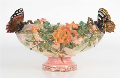 Delphin Massier (French, 1836-1907) Large Faience Jardiniere, Vallauris. A Large French Faience 