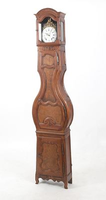 Louis XV Provincial Fruitwood and Elm 'Comtoise' Tall Case Clock, 1782. A Louis XV Provincial 