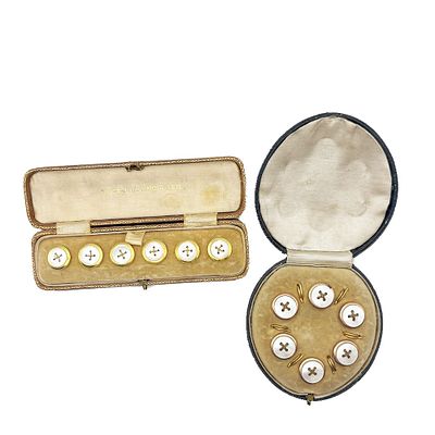 Ten Sets Antique English Silver Gold Buttons. The lot contains ten sets of six matching buttons 