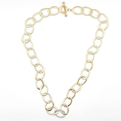 Roberto Coin 18K Diamond Link Necklace. Measures 19.5 inches long, the necklace weighs 24.2dwt 