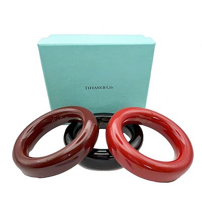 Three Tiffany & Co Peretti Lacquer Bangle Bracelets. Three signed Elsa Peretti for Tiffany and 