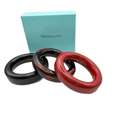 Three Tiffany & Co Peretti Lacquer Bangle Bracelets. Three signed Elsa Peretti for Tiffany and 