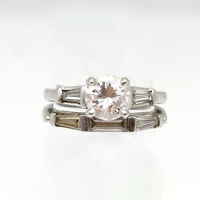 Platinum 1.50ct Diamond Engagement Ring set. Vintage platinum and diamond engagement ring and 