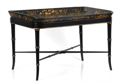 Regency Black and Gilt-Japanned Papier Mache Tray, Henry Clay, Early 19th Century. A Regency 