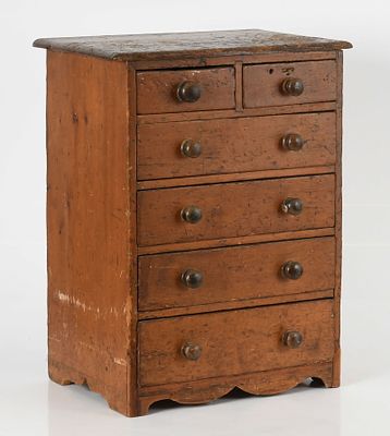 American Softwood Child's Chest of Drawers, First Half 19th Century. An American Softwood 