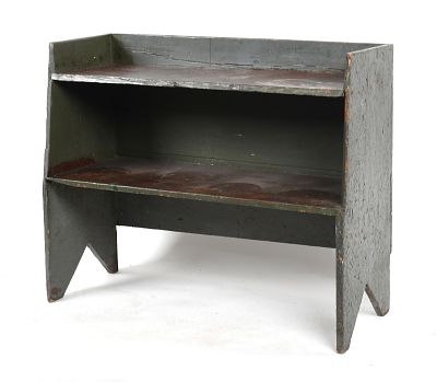 American Country Green and Gray-Painted Two-Tier Bucket Bench, 19th Century. An American Country 