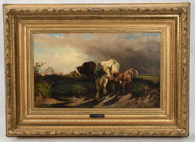 Peter Moran (1841 - 1914) Oil on Canvas 
"The Coming Storm", signed at the lower 