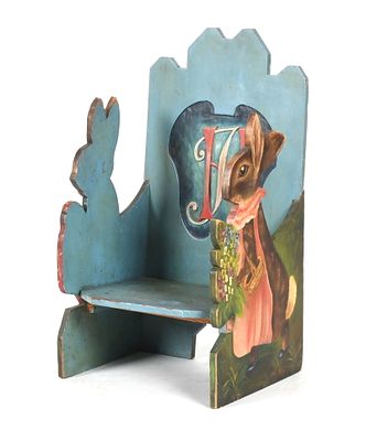 English 'Peter Rabbit' Polychromed Child's Chair, First Quarter 20th Century. An English 'Peter 