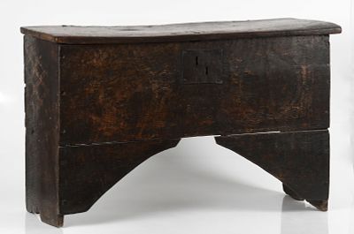 English Oak Boarded Chest, 17th Century. An English Oak Boarded Chest, 17th Century 
The single 