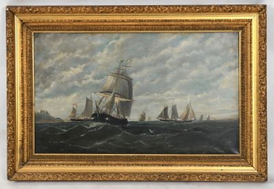 A 19th Century Seascape, Oil on Canvas 
An unsigned example with multiple 