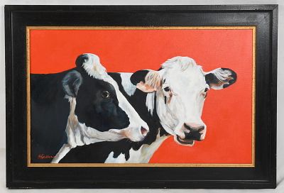 Sue Roedder (American 20th century) Oil on Canvas 
"The Gossips", signed at the 