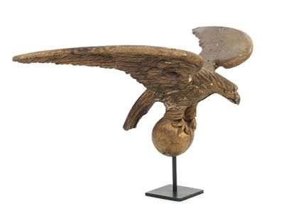American Carved Giltwood Pilot House Eagle, 19th Century. An American Carved Giltwood Pilot 