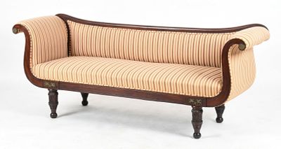 Empire Carved Mahogany Sofa, 19th Century. An Empire Carved Mahogany Sofa, 19th Century 