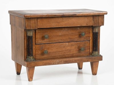 A French Empire Style Miniature Chest 
A 20th century rosewood example with two drawers 