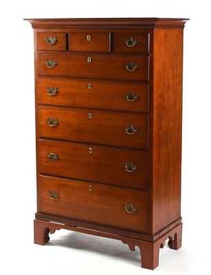 Pennsylvania Federal Cherry Tall Chest of Drawers, Early 19th Century. A Pennsylvania Federal 