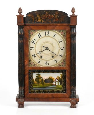 Empire Mahogany Shelf Clock, Mark Lane, Elizabethtown, New Jersey, Circa 1835. An Empire Stencil 