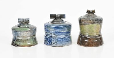 Jane Hamlyn (b. 1940), Three Pottery Knot Jars. Jane Hamlyn (b. 1940), Three Pottery ‘Knot’ Jars 