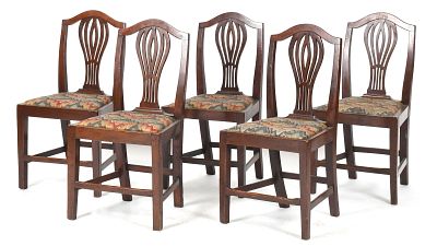 Set of Five George III Mahogany Dining Chairs, Late 18th Century. A Set of Five George III 
