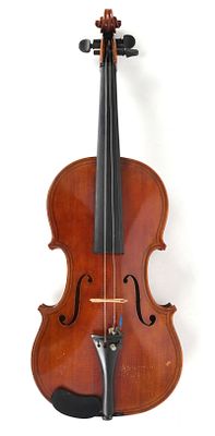 A French Violin c. 1900 
Probably Mirecourt, with a reddish-brown varnish and double 