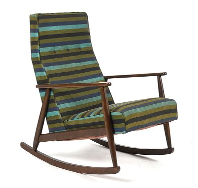 Baumritter Upholstered Rocking Chair, Mid 20th Century. A Baumritter Upholstered Rocking Chair 