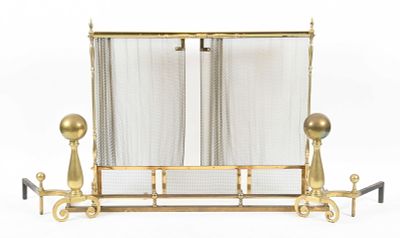 Group of Brass Fireplace Accessories, 20th Century. A Group of Brass Fireplace Accessories, 20th 