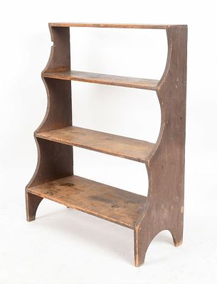 American Country Painted Pine Bucket Bench / Shelf, 19th Century. An American Country Painted 