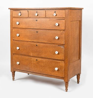 Sheraton Faux Grained Tulip Poplar Chest of Drawers. A Sheraton Faux Grained Tulip Poplar Chest 