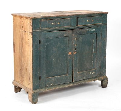 Pennsylvania Green-Painted Side Cupboard, Early 19th Century. A Pennsylvania Green-Painted Side 