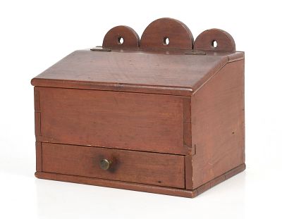 Pennsylvania Painted Tulip Poplar Dovetailed Hanging Salt Box, 19th Century. A Pennsylvania 