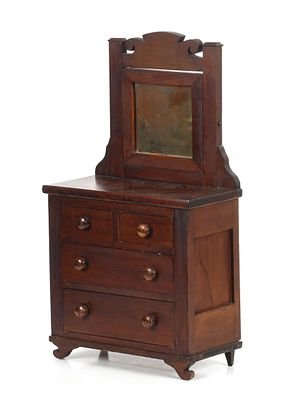 Miniature Sheraton Stained Softwood Chest of Drawers, 19th Century. A Miniature Sheraton Stained 