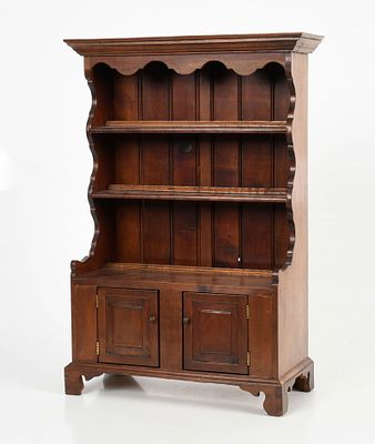 Miniature Pennsylvania Fruitwood Stepback Cupboard, 20th Century. A Miniature Pennsylvania 