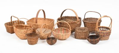 A Large Group of Vintage Baskets 
19th and 20th centuries, twelve examples, 