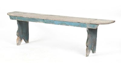American Country Blue-Painted Bench, 19th Century. An American Country Blue-Painted Bench, 19th 