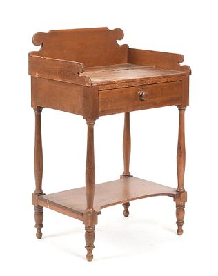 Sheraton Stained Tulip Polar One Drawer Stand, First Quarter 19th Century. A Sheraton Stained 