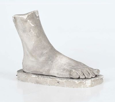 A 19th century Plaster Sculpture of a Classical Foot 
A realistically modeled 