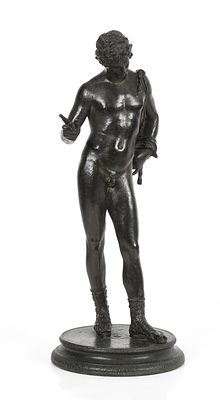 An Italian Patinated Bronze Figure of Narcissus 
After the antique, 19th 