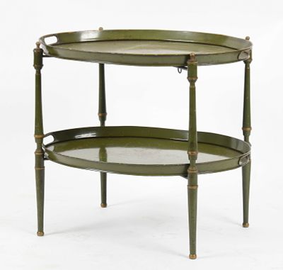 An Italian Tole Peinte Two-Tier Side Table, 20th Century 
Comprising two galleried trays 