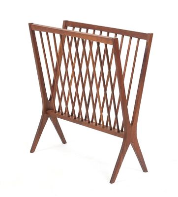 A Danish Modern Walnut Magazine Rack, Second Half 20th Century. A Danish Modern Walnut Magazine 