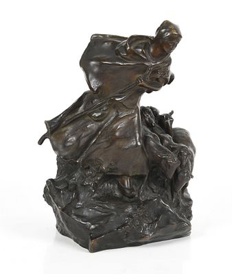 Charles Korschann (1872-1943), Bronze 
Depicting a shepherdess and and her 