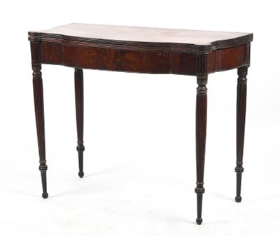 A Federal Carved Mahogany Card Table, Probably Massachusetts, Early 19th Century. A Federal 
