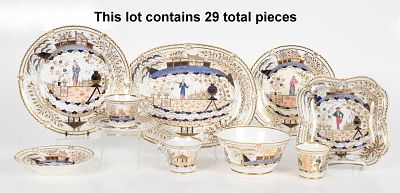 An Assembled English Chamberlain's Worcester Partial Service, Early 19th Century and Later. An 